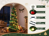 Jingle Jollys Pop Up Christmas Tree Pre Decorated Warm White LED 160cm PUT-XMAS-5IN-2