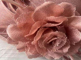 Pink Saucer Fascinator Hat with Handcrafted Mesh Rose - Lightweight Wedding & Horse Race Day V888-ELOSUNG56735