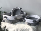Cotton Rope Knitting With Fur Ball Storage Basket Snacks Keys Sundries Basket V1294-YM0523-220209HJ01-2
