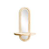Double Layered Arched Wooden Wall Mirror Built-In Floating Shelf, Decorative Wall Mount Mirror V1369-AZ3-W-15357