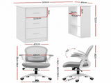 Artiss Computer Desk & Ergonomic Office Chair Set 120cm Home Office Study Desk with 3 Drawers & 3 FURNI-DESK120-2013-WHGY