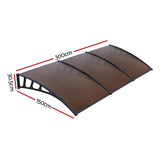 Instahut Window Door Awning Canopy 1.5mx3m Brown Sheet Black Plastic Frame AWN-15X3-BR