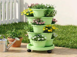 Green Fingers 5 Tier Vertical Garden Planter, Stackable Planters with Wheels, Light Green, Garden GARDEN-5T-LGR