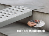 Portable Loading Ramps, 2 Pcs 1200 x 215 mm, Durable Aluminum Shed Ramp Set with Anti-Slip Holes, V952-LJSL472X85INA1TAOV0