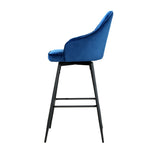 Artiss 2x Bar Stools Velvet Swivel Metal Legs Blue BA-K-9969-BLX2