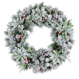 Christabelle Stunning 61cm Snowy Christmas Wreath with LED Lights Crown Pine Baubles Front Door 112_SENCR104