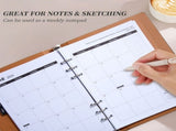 2026 Weekly With Dated Pages And Refillable 6 Rings Leather Binder Cover 2026 Academic V1192-AZ-W-23293