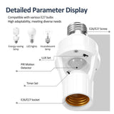 4 Pcs Motion Sensor Light Socket Smart Screw in Light Bulb Outlet Easy to Install for Basement V1192-AZ-W-21684