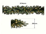 Christabelle 2.74m Highland Pine Christmas Garland Pre Lit Warm White LED Mantel Staircase Xmas 112_WFLHP274