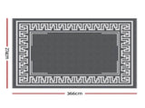 Gardeon Outdoor Rugs 274x366cm Large Carpet Reversible Area Mat PP Dual-Sided Patio Rug Greek Key OR-9X12FT-FRAME-GY