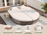 Gardeon Outdoor Day Bed Sun Lounge Setting Wicker Lounger Patio Furniture w/ Retractable Side Tray ODF-SUNBED-BS22-BE-AB