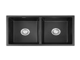 Cefito Kitchen Sink 77x45cm Granite Stone Sink Double Bowl Black SINK-STONE-A-7745-BK