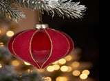 Christabelle 6 Red Glass Christmas Baubles Onion Shape 10cm Xmas Tree Decorations Hanging Ornam 112_YAN353