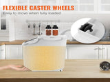 Ingredient Storage Bin, 2 x 15L Dispenser Bin with 2 Measuring Cups, Attachable Casters and Airtight V952-ZMXMX215L2CHMATLFV0