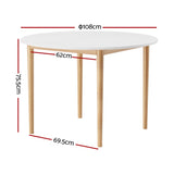 Artiss Dining Table Round White 108CM Diameter Demi DINING-C-TAB-01-WHWD