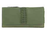 Pierre Cardin Leather Ladies Leather Woven Design Tri-fold Wallet in Leaf Green V563-PC3693-LEAF