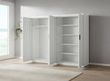 4 Door White Wardrobe Cabinet Hanging Rail, Shelves & Black Handles V63-953111