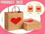 150 Pcs Valentines Day Gift Bags Candy Goodie with Handles Heart Love Paper Wrapping Kraft for V1259-DP01-A-5640