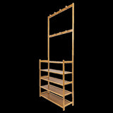 Large Wooden 5 Tiers Hat Coat Stand Clothes Shoe Rack Hanger Hooks Shelf Storage V63-840271