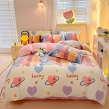 Lucky Heart-Shaped Bedding Set 3-Piece Bedding Heart Pattern Bedding Soft - Love - themed powder V1106-DSZ-BED-001-LOV-150-200CM
