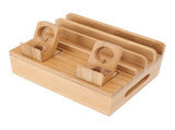 Bamboo Charging Station Multifunction 5 Ports Charging Station Rack for Phones Tablets Watches V1294-YM0626-3117220280112