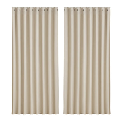 Artiss 2X Blockout Curtains Eyelet 300x230cm Beige BC-MATT-300X230-BG