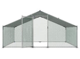 Metal Chicken Coop, 9.8x6.5x6.5ft Large Walk-in Chicken Runs with Cover, Spire Roof Hen House V952-JSJS322MJDDM8HJCX001V0