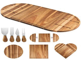 Large Charcuterie Board, Wooden Cheese Board Set, Adsorbent Serving Platter, Square and Semi-Circle V1369-AZ3-W-08687
