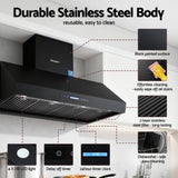 Devanti 1200mm Commercial BBQ Range Hood Dual Motor W/ Remote Control Black RH-RC-BBQ-1200