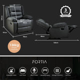 FORTIA Luxury Recliner Lounge Chair, Single Faux Leather Armchair, for Home Theatre Cinema, Elderly, V219-HECRCRFOA4MB