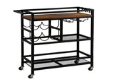 Artiss Bar Cart Drinks Trolley Serving Wine Rack Glass Holder 3 Hooks 72cm Black FUR-Z-BC-PB80-BK