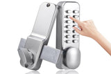 Gate Door Locks Set with Keypad Mechanical Keyless Entry Door Lock for Garden Garage Yard -Silver V1263-JX-6287-2