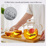 Handmade glass teapot for the stove with removable glass tea infuser - 2-in-1 flower teapot V1259-DP01-BO-385