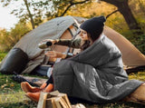 200x140cm Grey Large Outdoor Camping Down Cotton Wearable Warmth Blanket, Quilted Poncho Shawl Throw V888-ELOSUNG52303