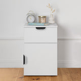 PORTO BEDSIDE TABLE - WHITE - SLIM - PULL BLACK V164-ECS13WFTB03B