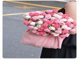 Pink and White Diameter 160 cm -99 Woven Flowers Handmade Rose Bouquet Knit Blanket - Soft Pink V888-ELOSUNG50682
