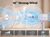 DEVANTI 16" 5-in-1 Rechargeable Fan for Pedestal Table Floor Wall Ceiling PF-RC-16IN-WH
