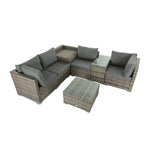 7PC Outdoor Wicker Lounge with Storage Corner V264-OTF-530S-LGR-OTF-508-LGR