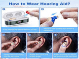 Rechargeable In-the-Ear Hearing Aids with Charging Case and LCD Display Ultra-Compact Sound V1107-CS-BLCHL
