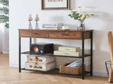 Entryway Table with 2 Drawers, Console Table with Storage Shelves, Sofa Table for Living Room, Entry V1127-AU-CT03-BRN