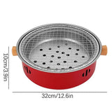 1 Piece Portable Charcoal Grill, Tabletop Iron BBQ with Removable Grate for Indoor Camping, Home V1189-LC-HW-00342