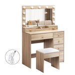 Levede Dressing Table Stool Set Oak VM1022-OA