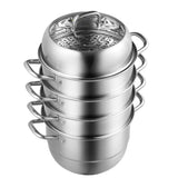 Dumpling Steamer Stainless Steel 5 Titer for for Cook Soup, Noodles, Fishes Work with Gas Electric V952-ZL5CBXGZL30CM0001V0