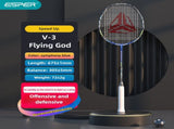 ESPER V3 Badminton Racket 72g Ultra-Light 6U Graphene Carbon All-Around Professional Match Training V1232-YMQPV3003