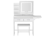 Levede Dressing Table LED Makeup Mirror Stool Set Vanity Desk Fold-up Panel VM1032-WH-AU