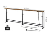 Levede Narrow Console Table Adjustable Behind Couch Side Power Ports Entryway NI1092-BR-AU