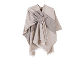 Soft Layering Cape, Gentle Striped Trim Tie Dye Craft, Pale Khaki V1221-XM-LB2160-ZS57