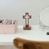 2pcs Wooden Standing Cross Set Table Decor with Stand Christian Wood Cross Statue for Home or Church V1370-AZ4-23195
