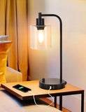 2x Pack Industrial Table Lamp with 2 USB Port for Bedside Nightstand Desk and Living Room Office V178-14759