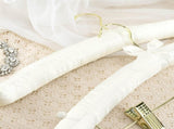 HANGERWORLD Pack of 5 Ivory Satin Padded Hangers with Clips for Skirts, Pants & Sweaters with V1258-DP02-F-301